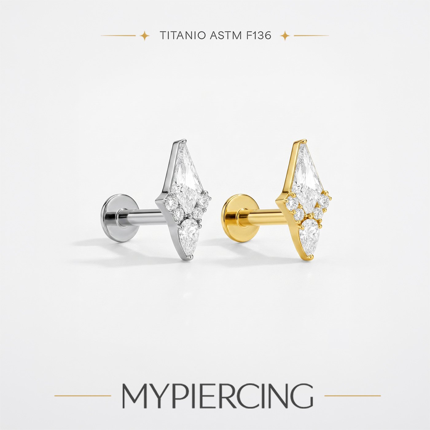 Labret in Titanio Composizione Geometrica di Zirconi