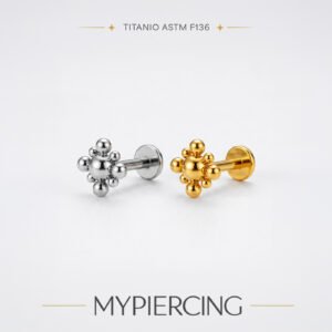Labret Quadrado Beaded Liso de Titânio ASTM F136