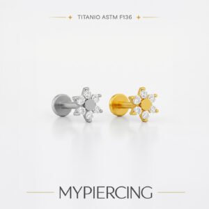 Labret Flor Encastrada em Titânio ASTM F136