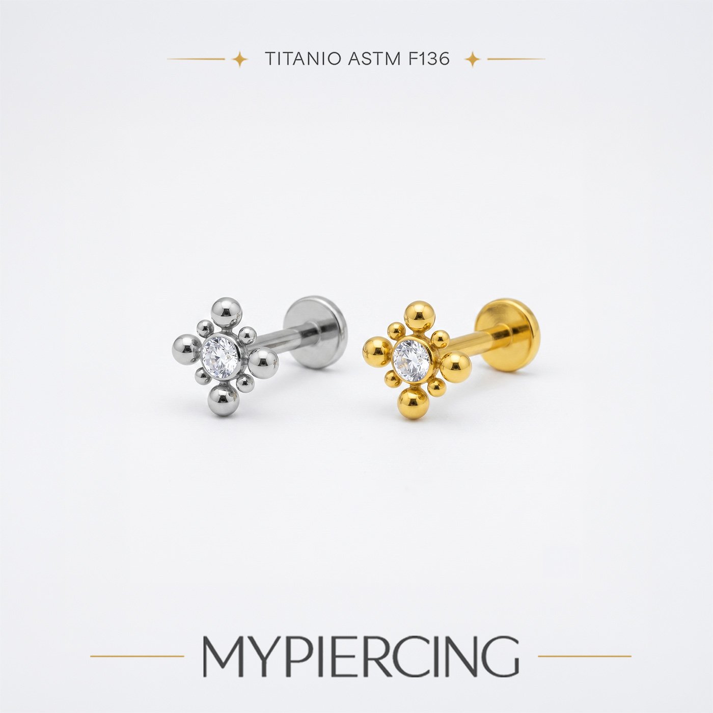 Labret di Titanio ASTM F136 con Zirconia