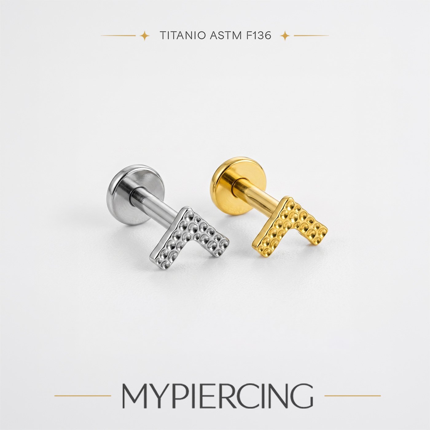 Labret V Martellato in Titanio ASTM F136 (5mm)