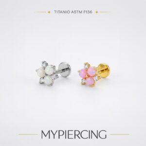 Labret Fiore Trillion di Titanio ASTM F136 con Opale