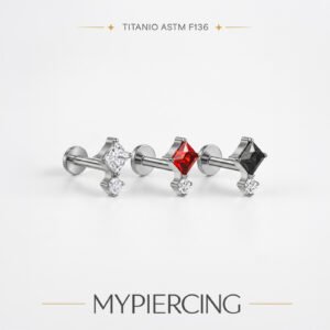 Labret de titânio ASTM F136 com zircónias