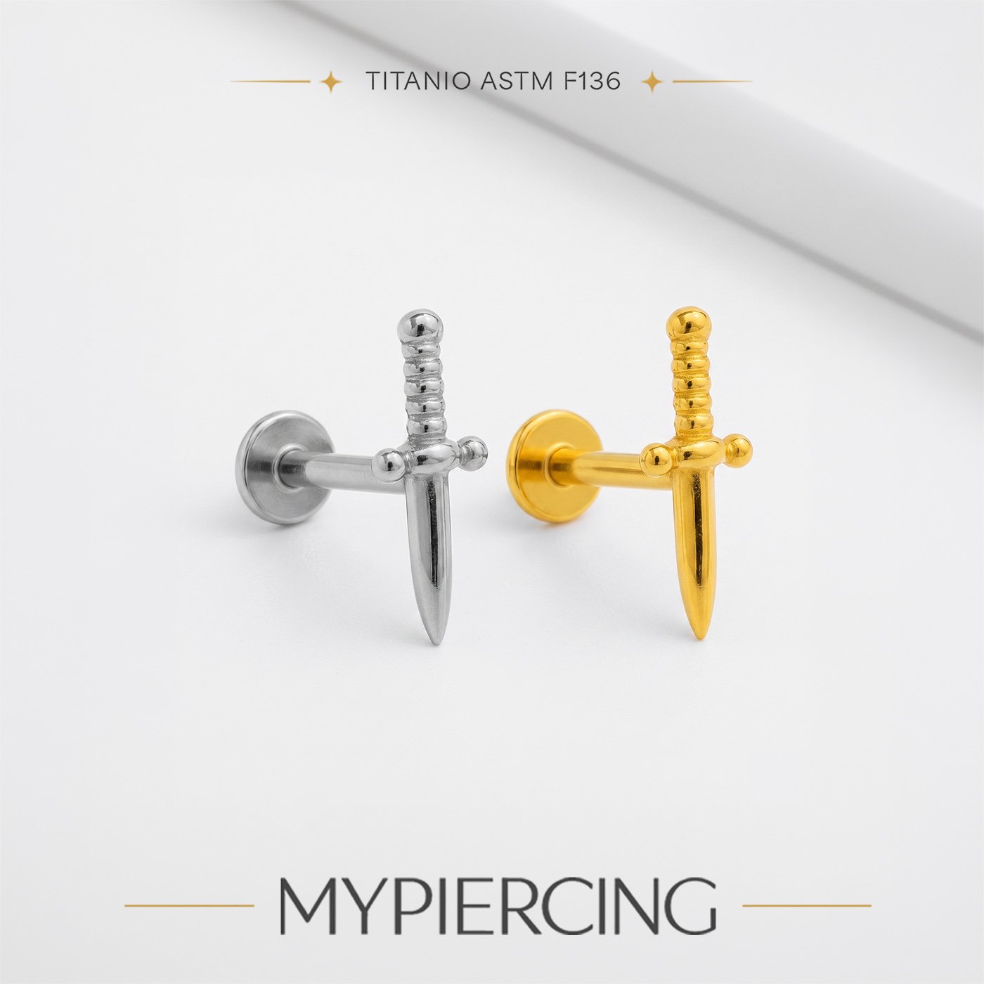 Labret Pugnale Mini in Titanio ASTM F136