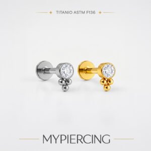 Labret Ponto de Luz com Beads em Titânio ASTM F136