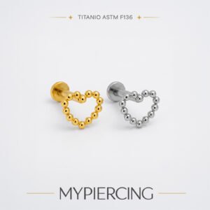 Labret coração em titânio Push Pin