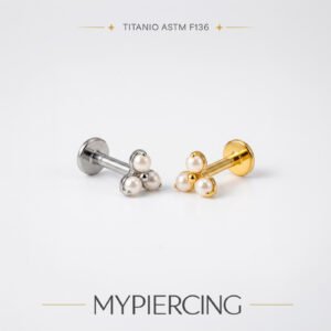 Labret com três pérolas de titânio ASTM F136