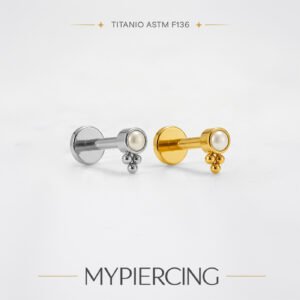 Labret em Titânio ASTM F136 com Pérola e Beads