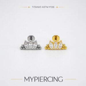 Labret 3 navettes com beads em titânio ASTM F136