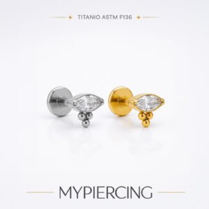Labret Navette de Zircónia com Beads de Titânio ASTM F136