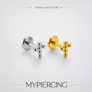 Labret Cruz de Beads em Titânio ASTM F136 Pin Push