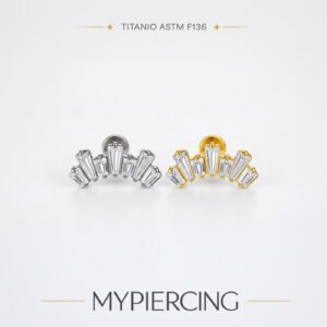 Labret Baguette Zigzag con Zirconi di Titanio ASTM F136