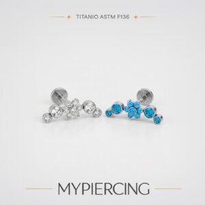 Labret Cluster con Fiore di Titanio ASTM F136 Incastonato