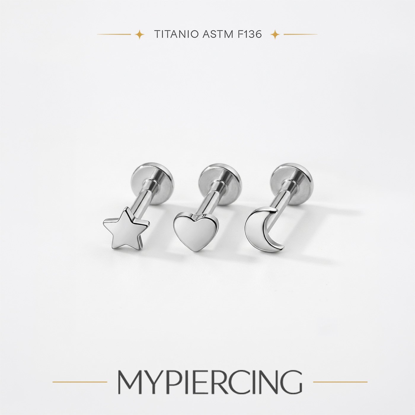 Labret di Titanio Liscio Push Pin