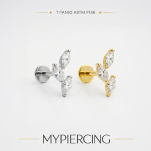 Labret 3 Foglie Navette de titânio ASTM F136