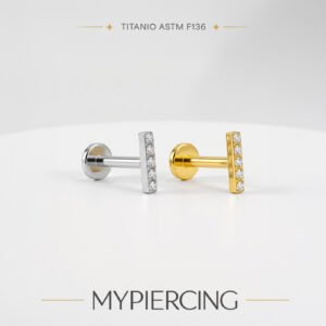 Labret barra con 5 Zirconi in Titanio ASTM F136