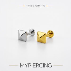 Labret Pirâmide Lisa de Titânio ASTM F136 Push Pin