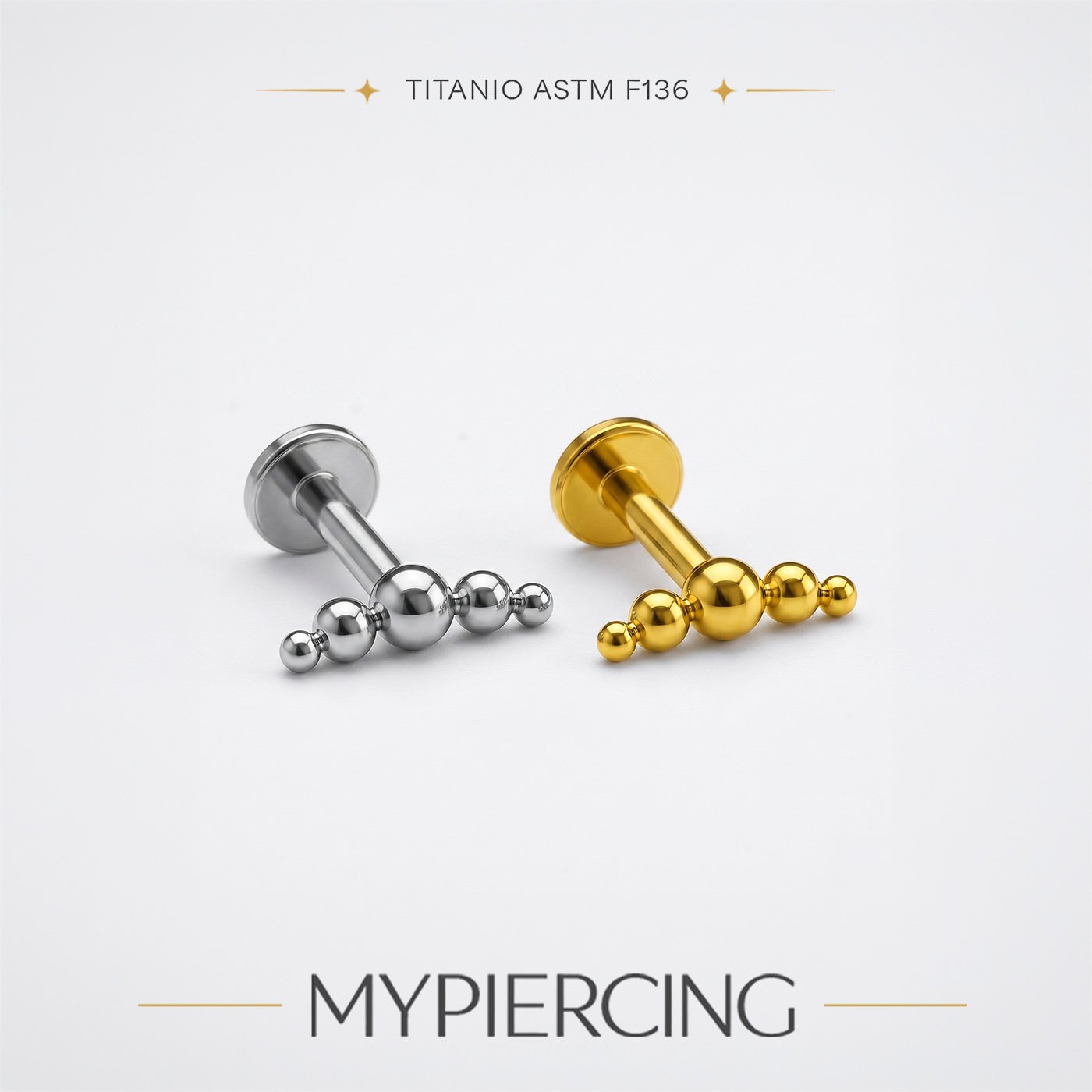 Labret Cluster 5 Beads di Titanio ASTM F136