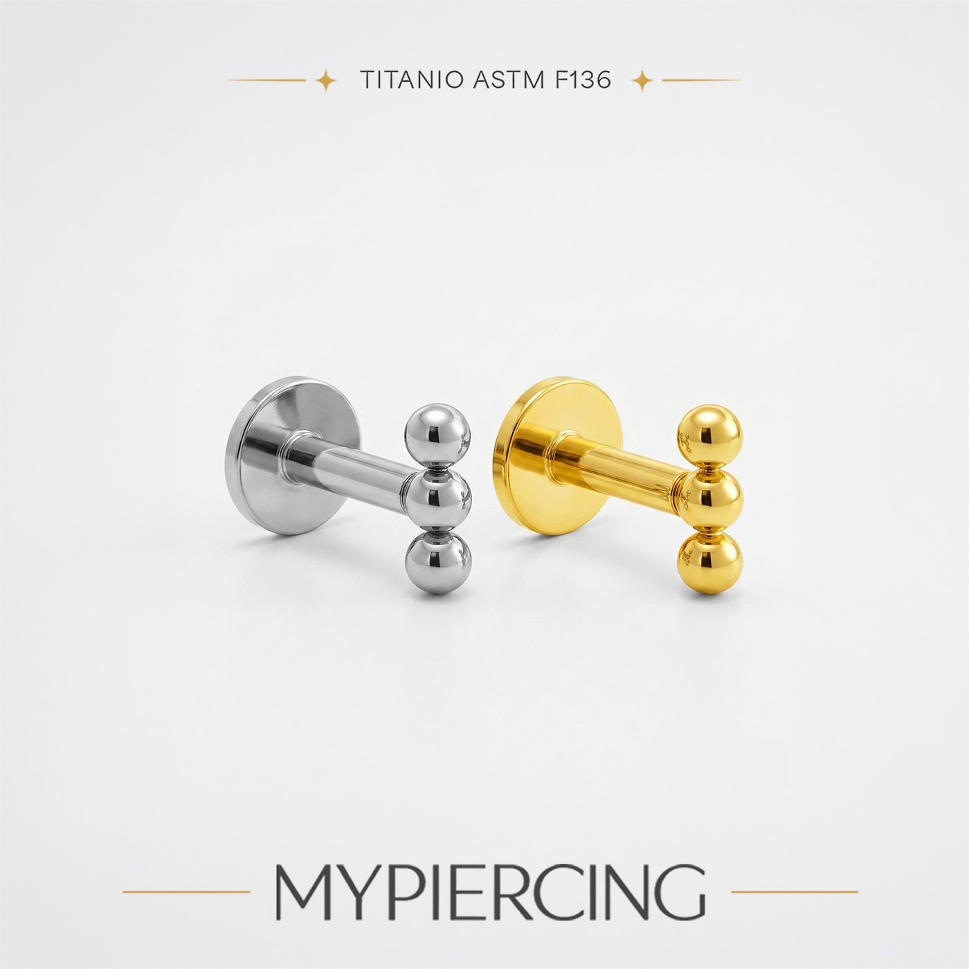Labret Pin Push Barra di Beads in Titanio ASTM F136
