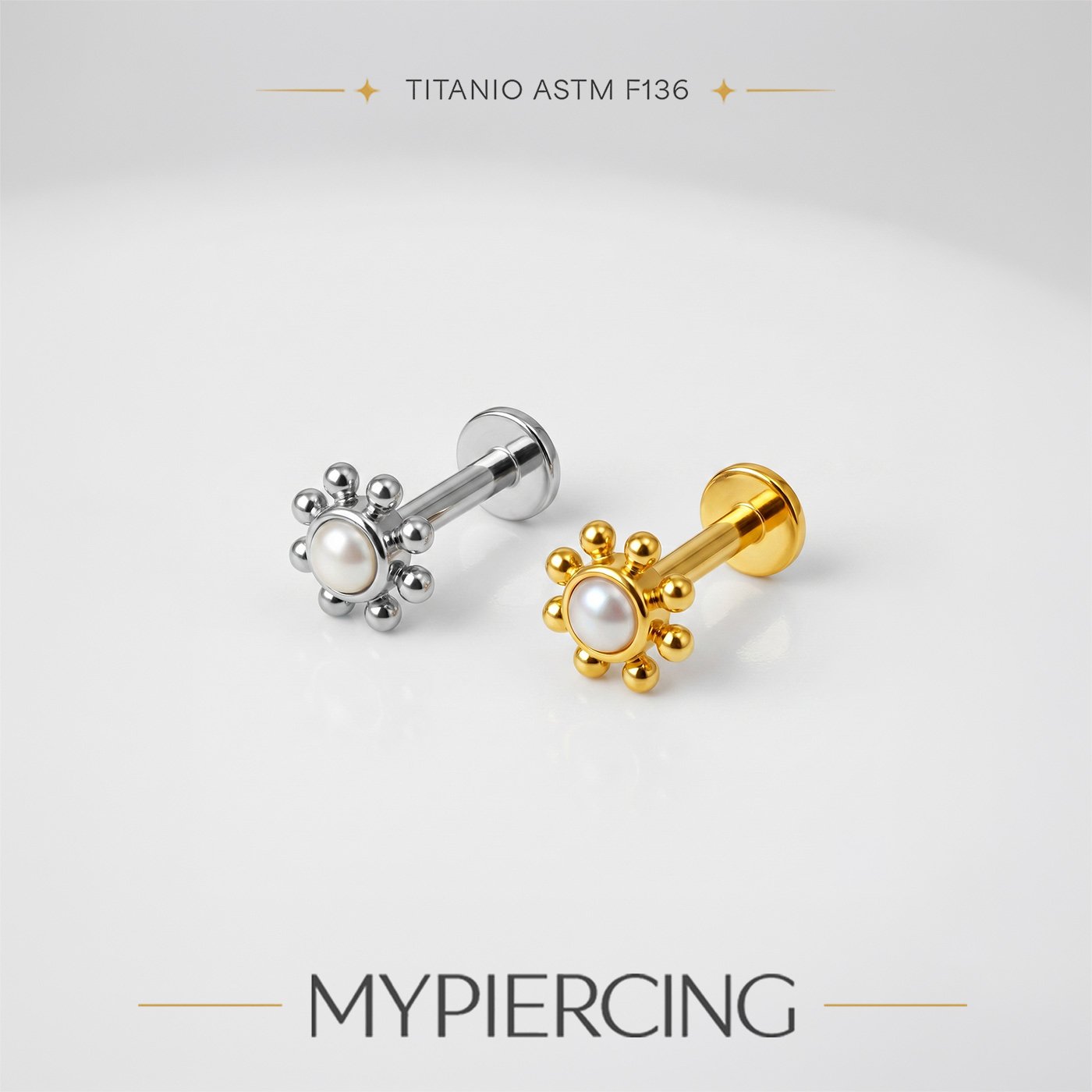 Labret Perla con Beads in Titanio ASTM F136