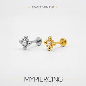 Labret pérola e beads de titânio ASTM F136
