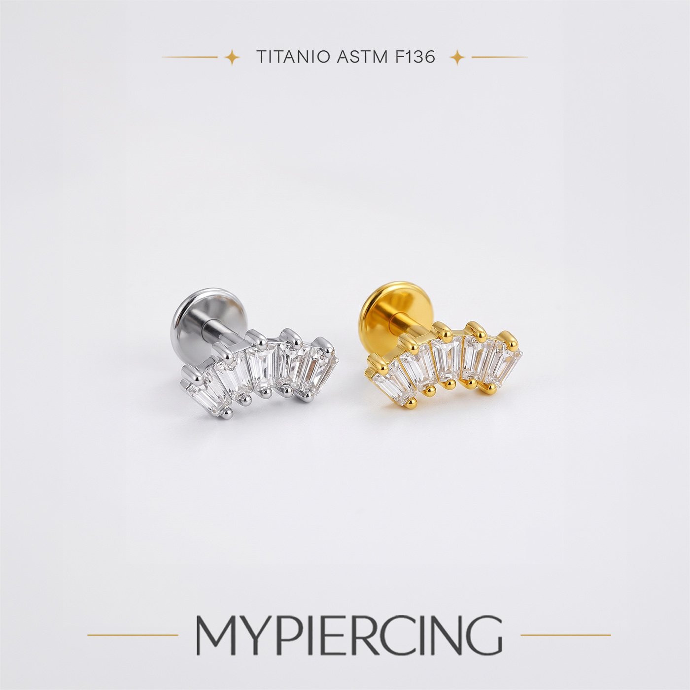 Labret Cluster 5 Baguette in Titanio ASTM F136