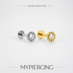 Labret Sol em Titânio ASTM F136 com Zircónias