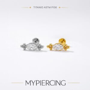 Labret Navete Con 6 Beads di Titanio ASTM F136