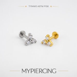 Labret Trillion em titânio com zircónias