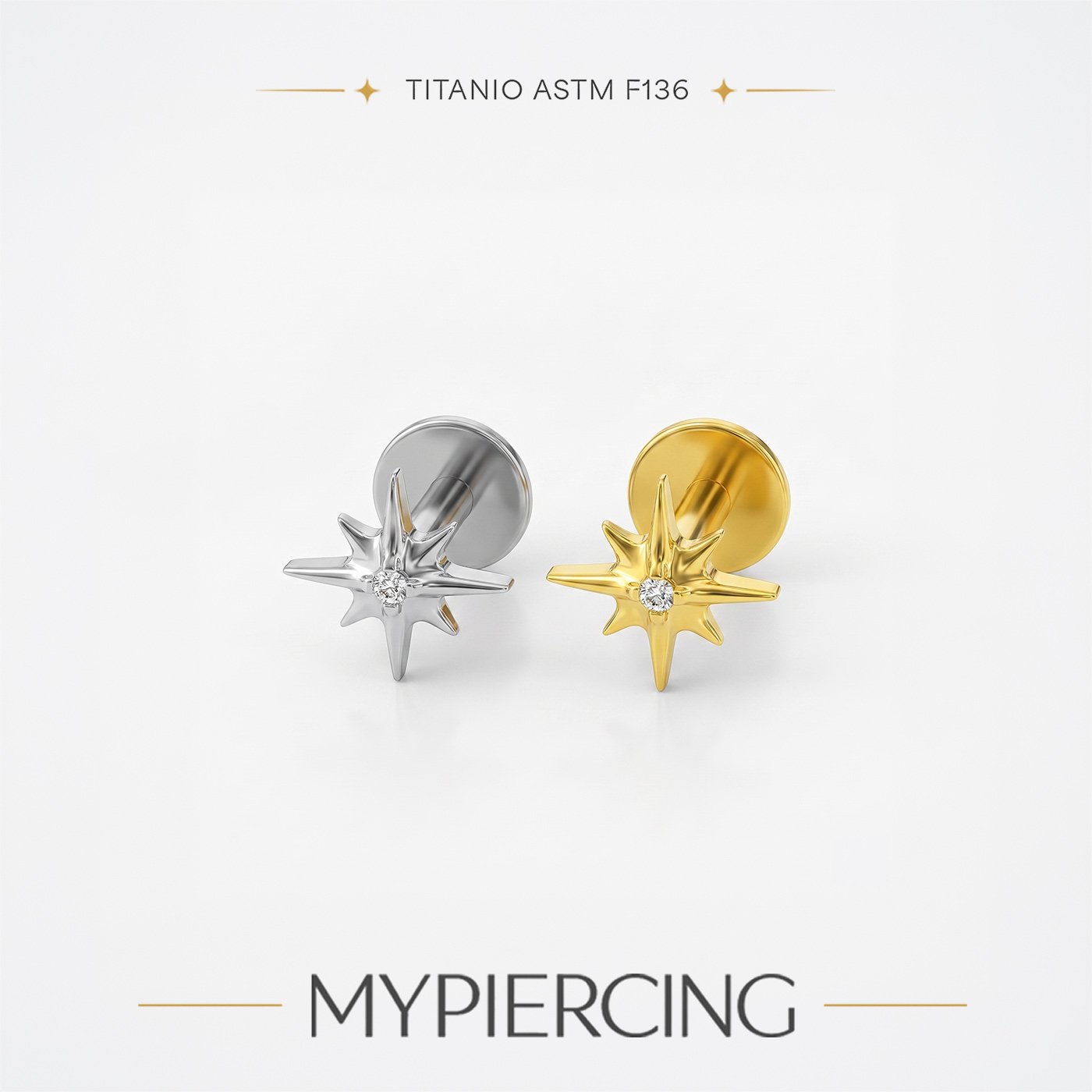 Labret Stella Cadente con Zirconia in Titanio ASTM F136