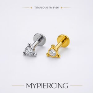Labret com Zircónia e 3 Beads de Titânio ASTM F136