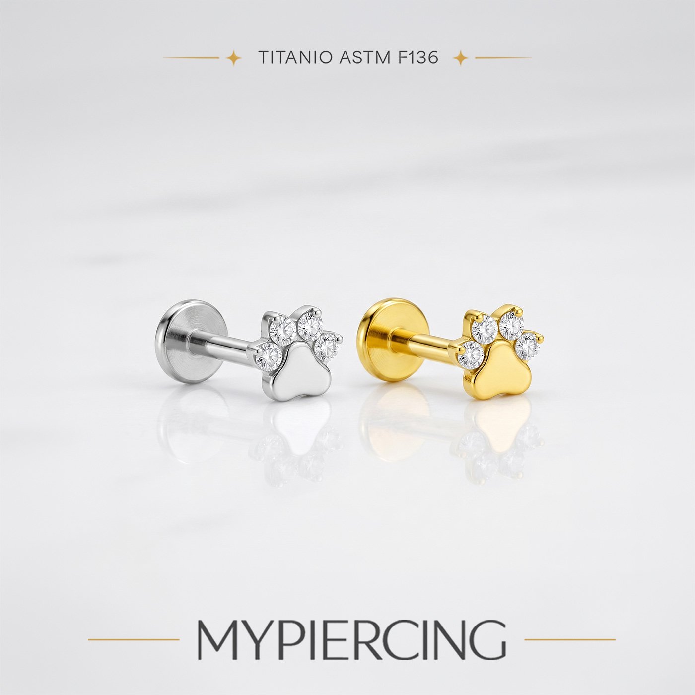Labret Zampa Con Zirconi In Titanio ASTM F136