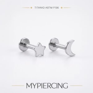 Estrela e Lua Lisas de Titânio ASTM F136