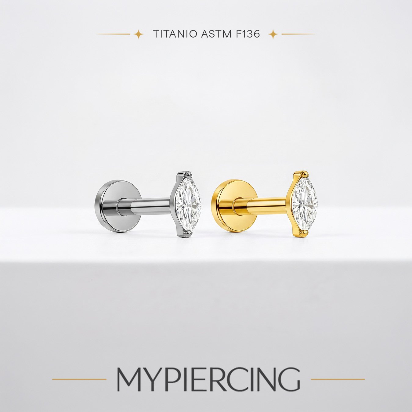Labret Zirconia Navette in Titanio ASTM F136 Push Pin