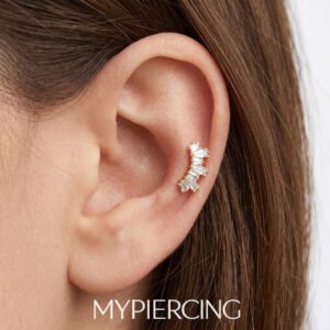 Labret Baguette Zigzag com zircónias em titânio ASTM F136