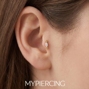 Labret Navette com 6 Beads em Titânio ASTM F136