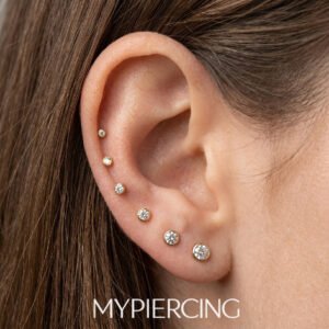 Labret em titânio com zircónia bezel set