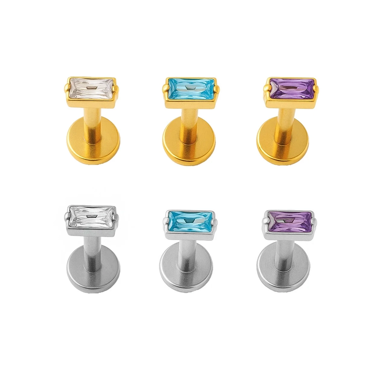 Labret in Titanio con Zircone Baguette