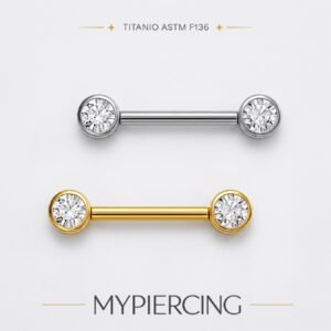 Barbell Flat Di Titanio ASTM F136 Con Zirconie Push Pin