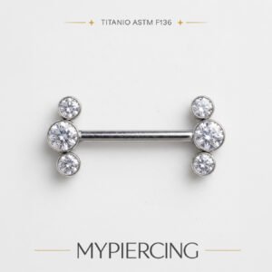 Barbell Cluster di 3 Zirconie in Titanio ASTM F136 Push Pin
