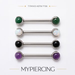 Barbell con Globo di Opale in Titanio ASTM F136 Grande