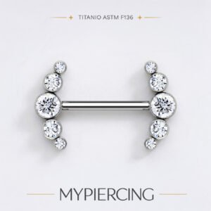 Barbell Cluster di 5 Zirconie in Titanio ASTM F136 Push Pin
