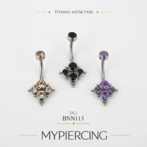 Banana di Titanio ASTM F136 con Rombo di Zirconi e Beads