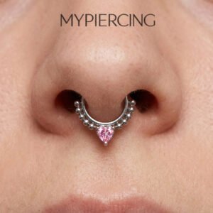 Clicker Cuore di Zirconia Pink in Titanio ASTM F136