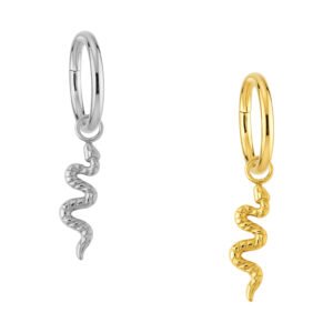 Anello Clicker in Titanio con Pendente Serpente