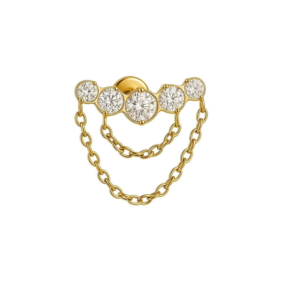 LBT PRONG CZ BR CORRENTE TIT (CX25) — Pedra: Branco, Espessura x Comprimento: 1.2 x 8 mm, Cor: PVD Gold