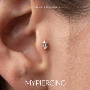 Labret com zircónia hexagonal alongada