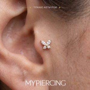 Labret mini borboleta 3 mm em titânio