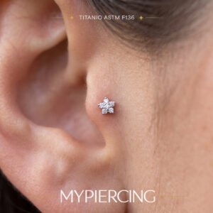 Labret mini flor 3 mm em titânio