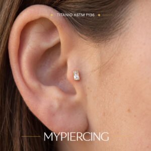 Labret em titânio com zircónia Baguette